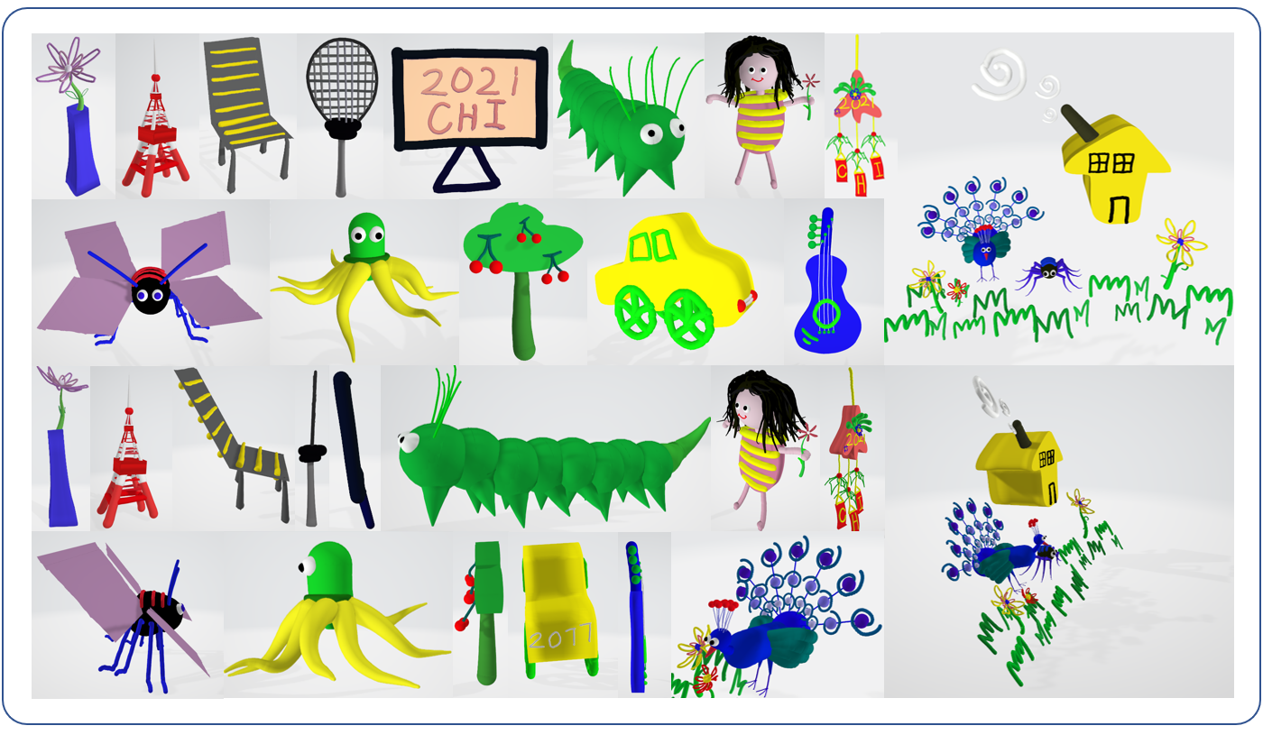 A gallery of drawings made while creating show-cases for the proposed system